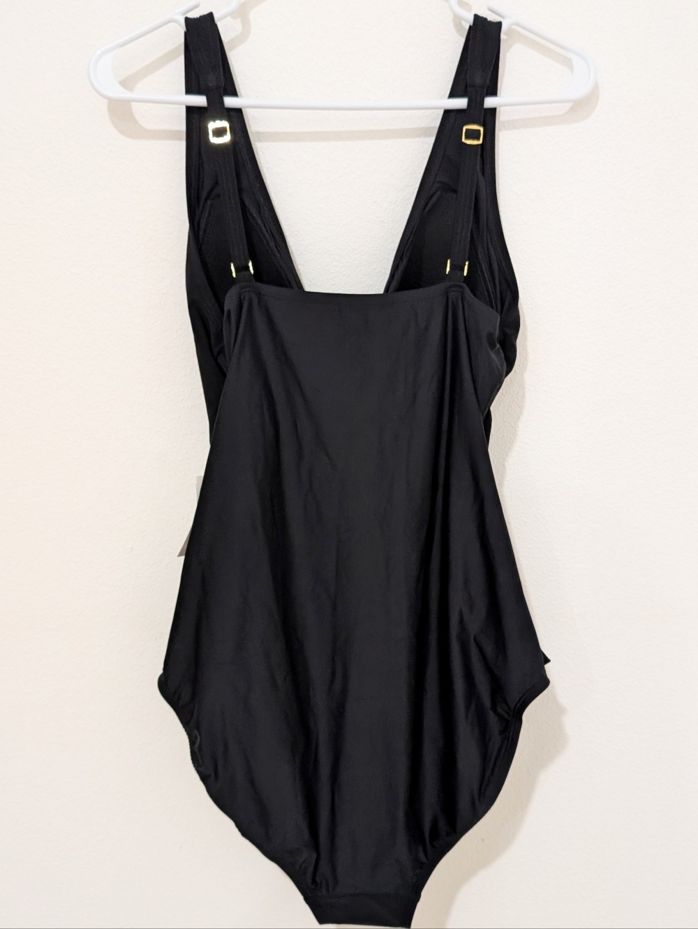 Beyond Control Black Button Ruched Sculpting Shaping One Piece Swimsuit 14 NWT - Picture 3 of 10
